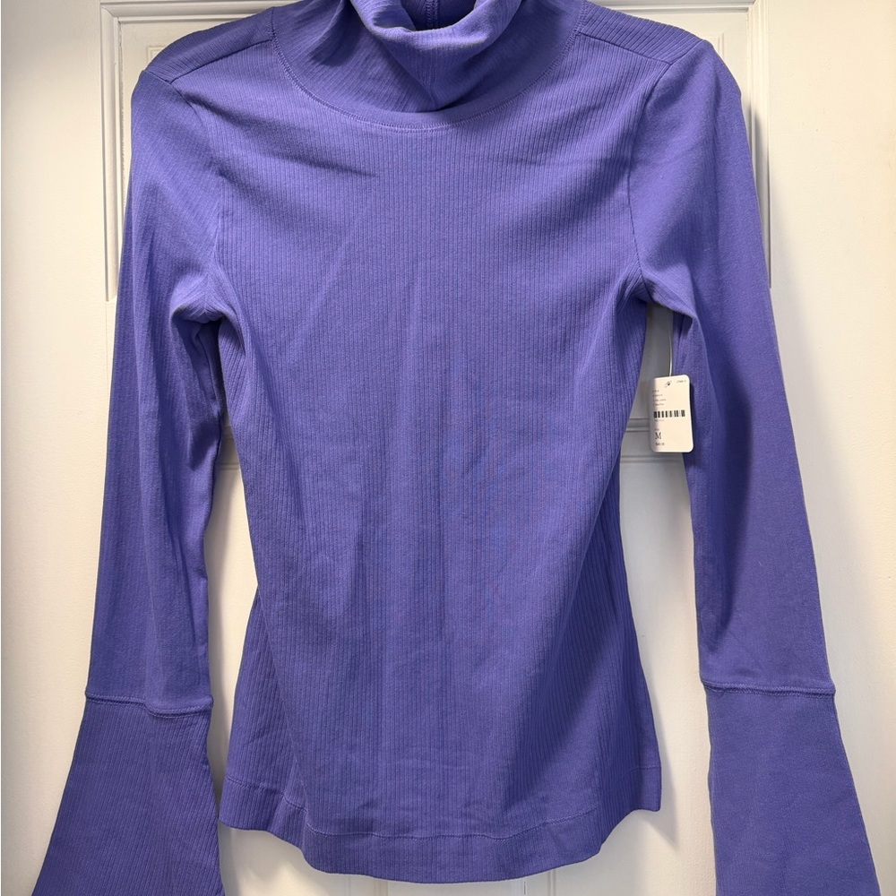 Free People Purple Turtleneck flare sleeve